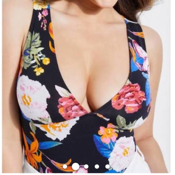 Guess Jenny Wild Floral Print V-Neck Bodysuit Size Small - Picture 2 of 13